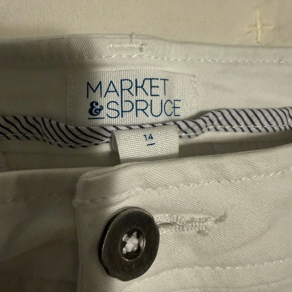 Market & Spruce Men's White Flat-Front Cotton Shorts
